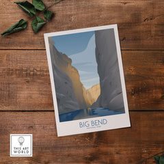 Big Bend National Park art print showcasing minimalist design and nature's beauty in a framed presentation.
