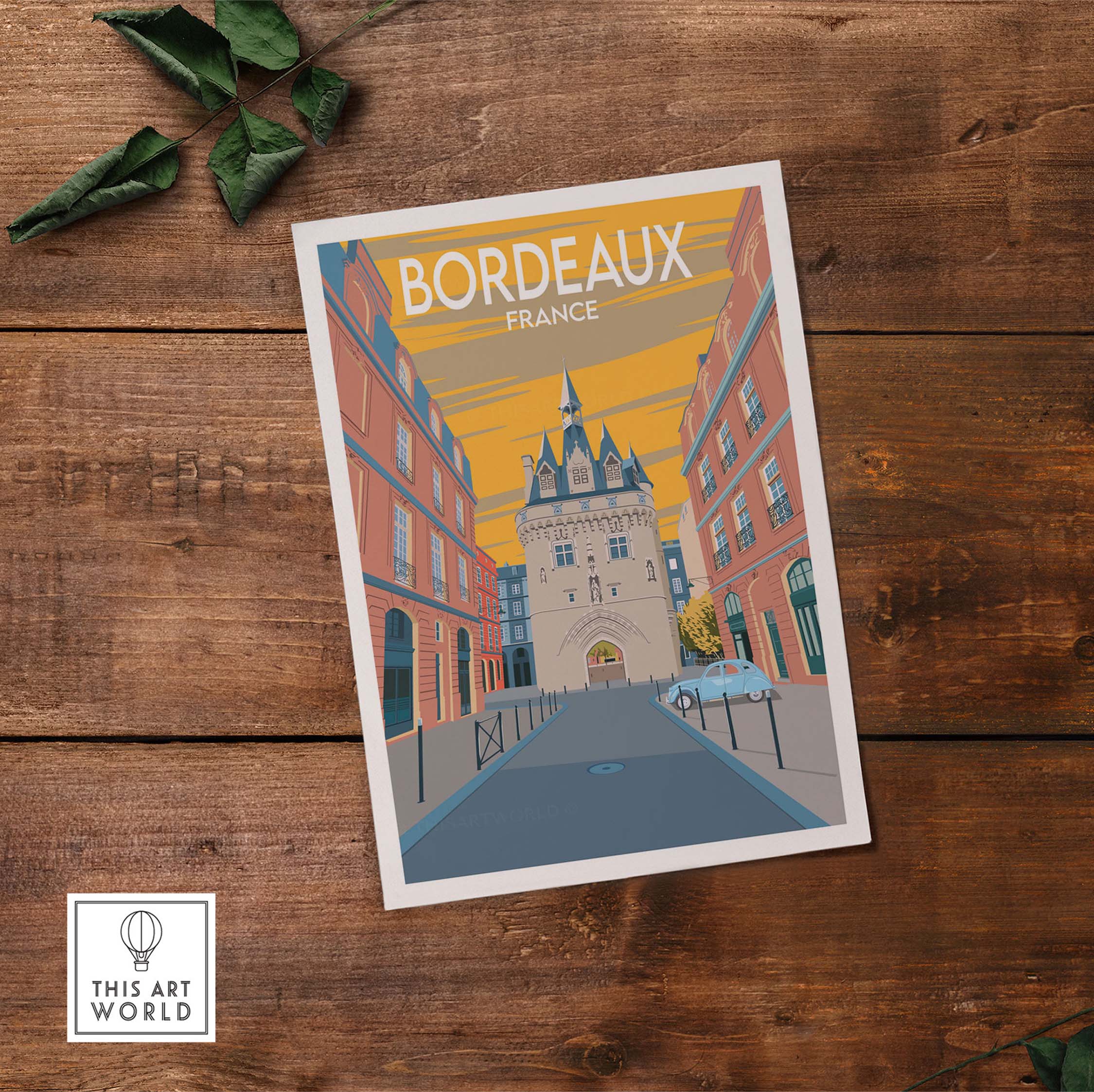 Bordeaux Poster Print showcasing vintage travel art of Bordeaux, France, ideal for home or office decoration.