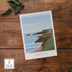 Cornwall poster print featuring coastal scenery and vintage design for stylish wall art.