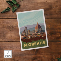 Florence poster wall art featuring iconic skyline and vintage design, perfect for travel enthusiasts and home decor.