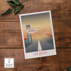 Vintage Las Vegas Wall Art Print featuring the iconic Welcome sign in a stylish design.