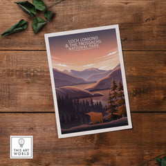 Loch Lomond and The Trossachs National Park minimalist poster artwork for home and office decor.