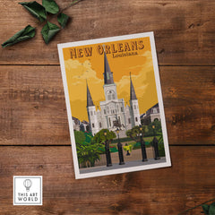 New Orleans Art Print featuring historic architecture in vibrant colors, perfect for home or office decor.