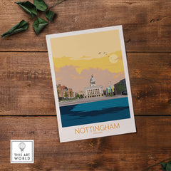 Nottingham Poster Print showcasing a vintage-inspired design of Nottingham, perfect for home or office decor.