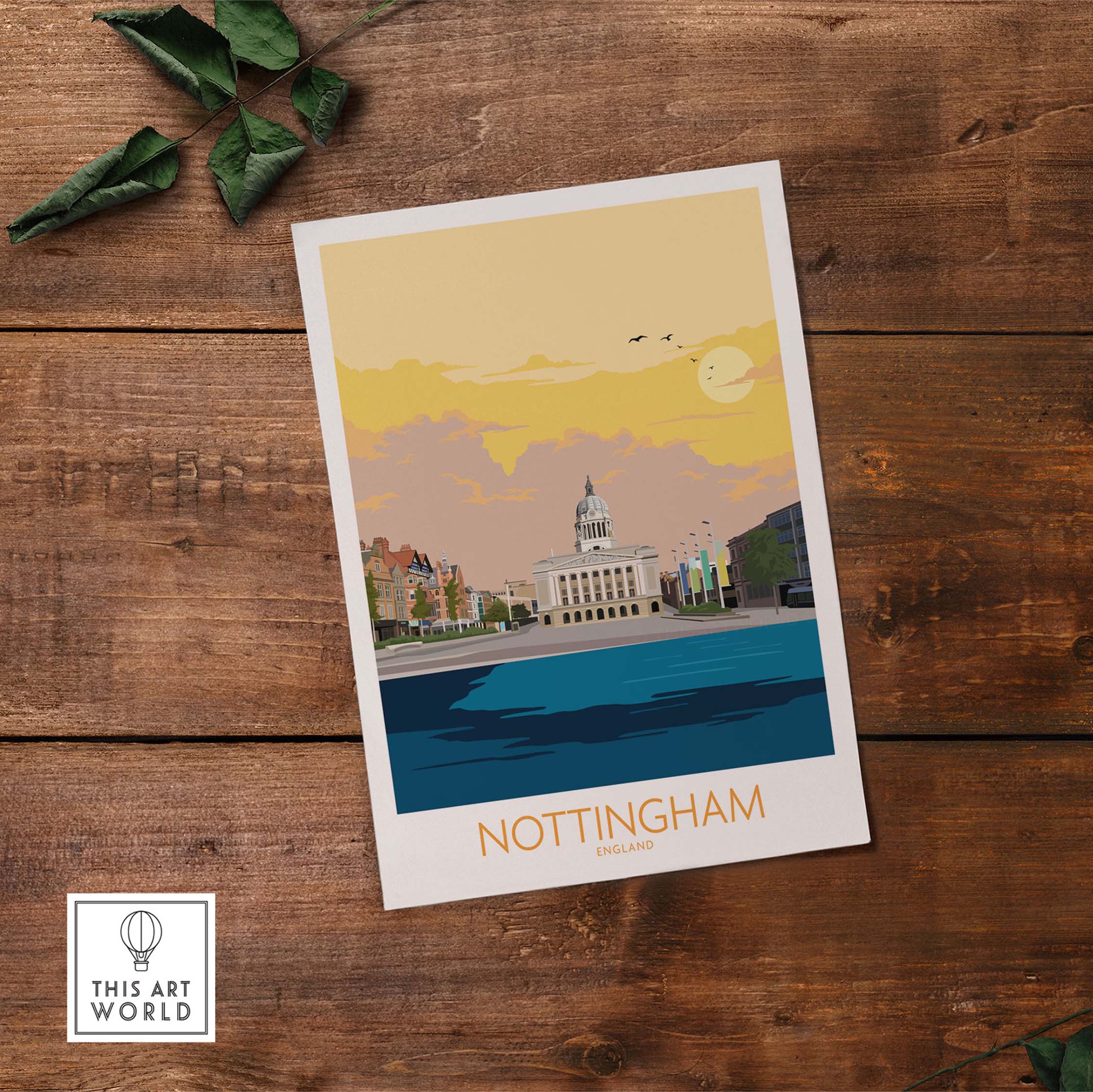 Nottingham Poster Print showcasing a vintage-inspired design of Nottingham, perfect for home or office decor.