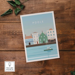 Poole Print Poster Dorset Wall Art featuring vintage-inspired coastal illustration.