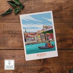 Porto Travel Poster Print showcasing vibrant cityscape and river view, perfect for home or office decor.