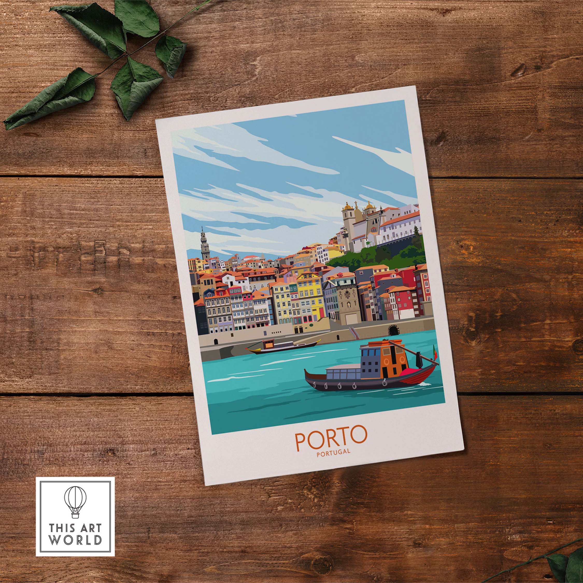 Porto Travel Poster Print showcasing vibrant cityscape and river view, perfect for home or office decor.