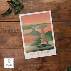 Vintage Rio de Janeiro wall art print featuring Christ the Redeemer, perfect for travel lovers and home decor.