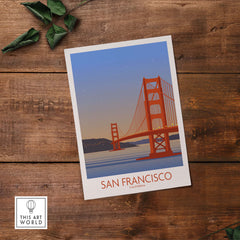 San Francisco Print Poster featuring the Golden Gate Bridge, capturing vintage travel art vibes and wanderlust.