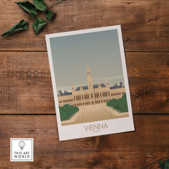 Vienna wall art print featuring a vintage design of the historic architecture in Vienna, Austria, perfect for home decor.