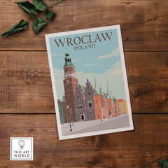 Wroclaw Poland poster print featuring vintage cityscape art, perfect for home or office wall decor.