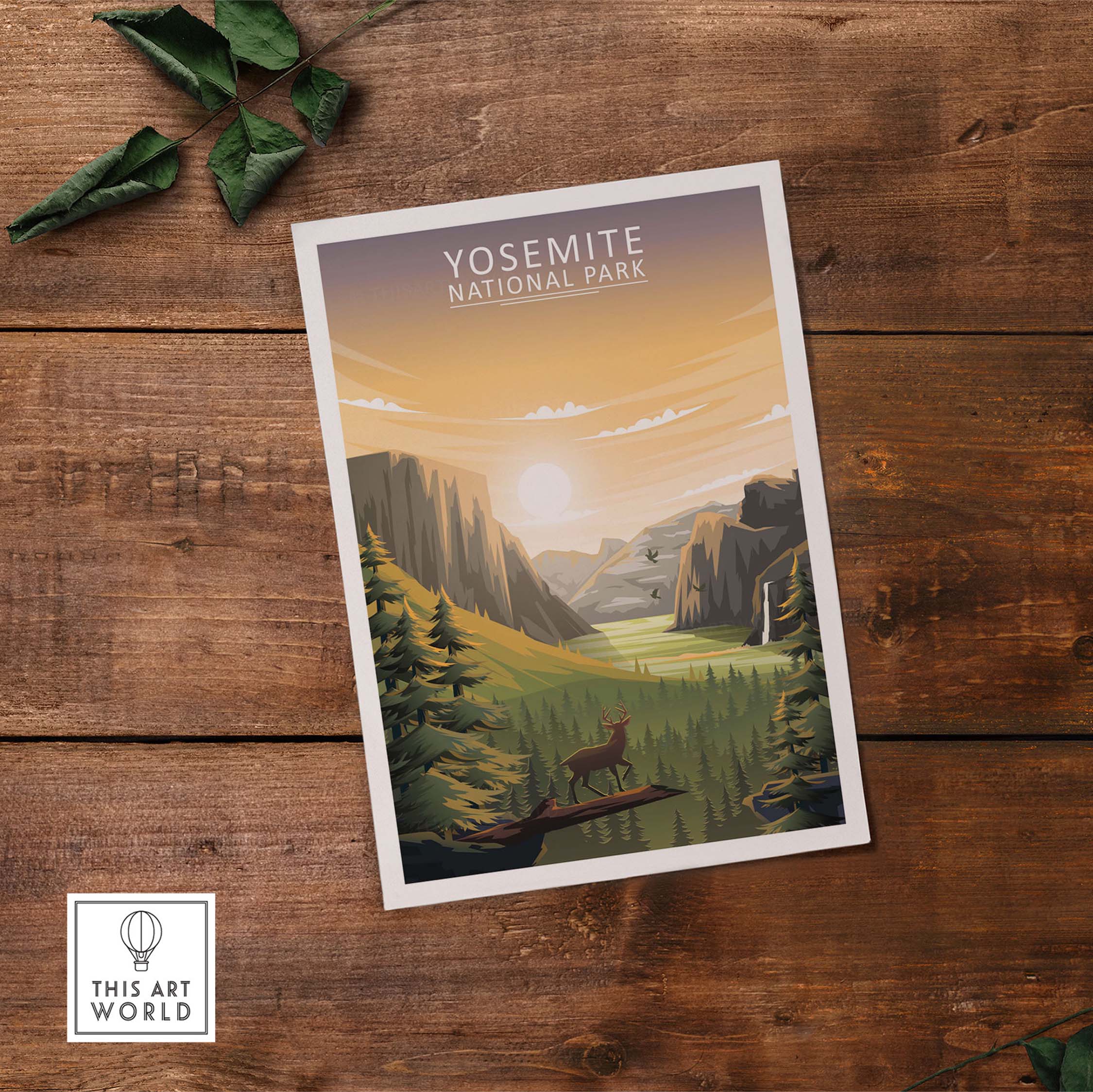 Yosemite National Park poster print featuring minimalist outdoor scenery and natural landscapes. Perfect for wall art decor.