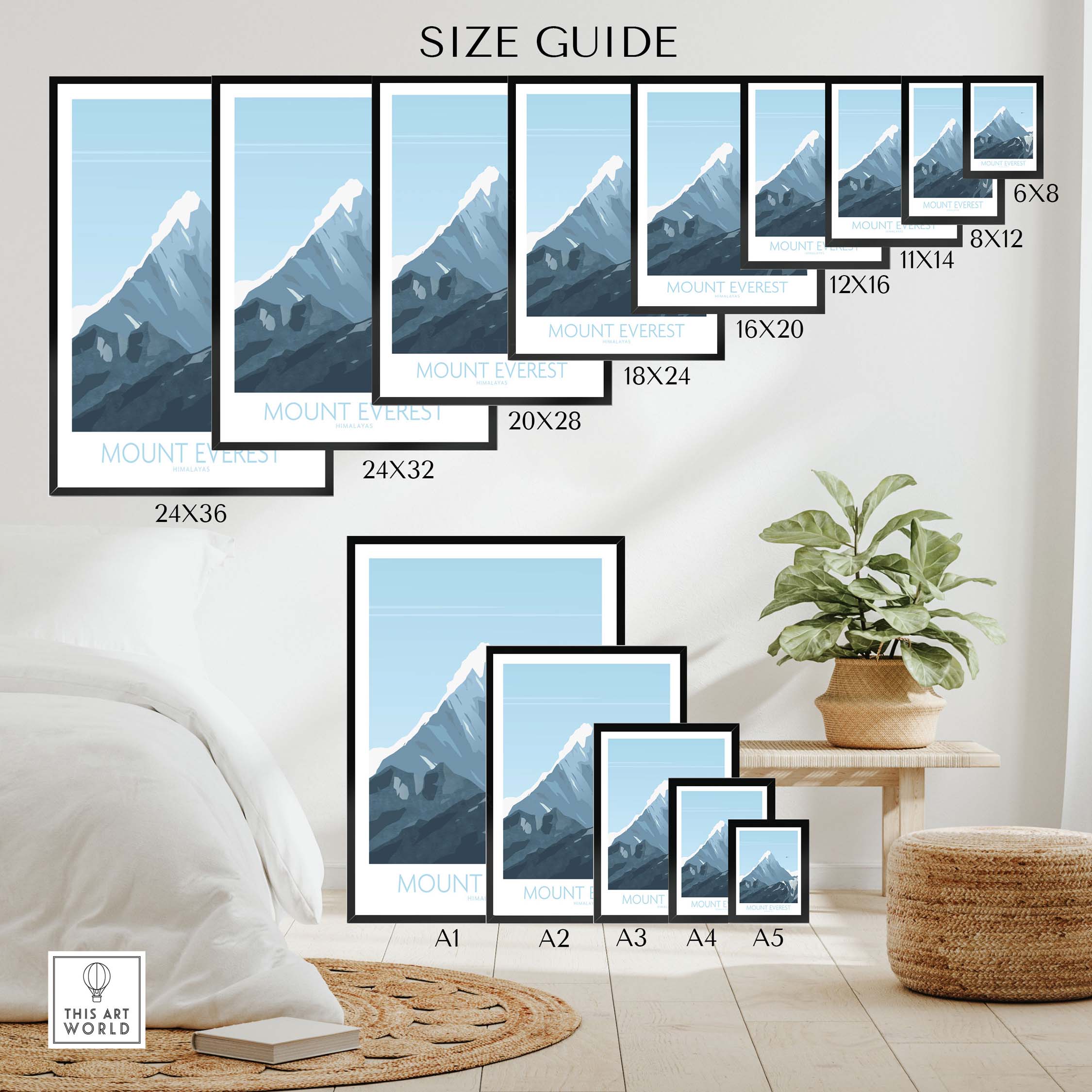 Mount Everest Travel Poster | Vintage Style Art – This Art World