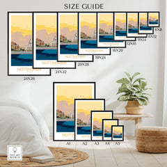 Nottingham Poster Print size guide displaying various frame sizes and designs for stylish wall art.