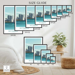 Rotterdam poster size guide showcasing various frame sizes for stylish wall art options.