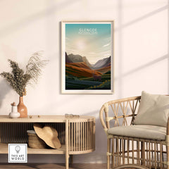 Glencoe National Park poster print displayed in a stylish living room setting with modern furniture.