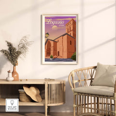 Stylish Logrono Spain Print displayed in a cozy living room setting, showcasing vintage travel art.