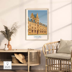 Oxford Wall Art Print showcasing vintage architecture, perfect for home or office decor.