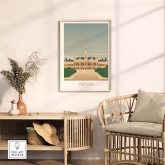 Stylish Vienna Wall Art Print framed, featuring an iconic architectural view of Vienna, perfect for home decor.