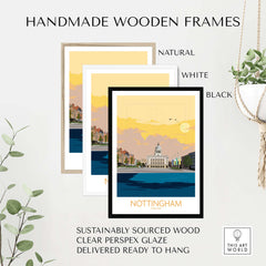 Nottingham Poster Print in natural, white, and black handmade wooden frames, designed for stylish wall art.