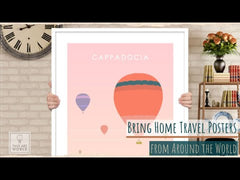Cappadocia travel poster featuring hot air balloons, perfect for home decor and wall art collection.